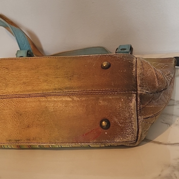 Anuschka Leather Vibrant Hand-Painted Parrot Design Tote Bag Artsy Boho Unique - Picture 13 of 16